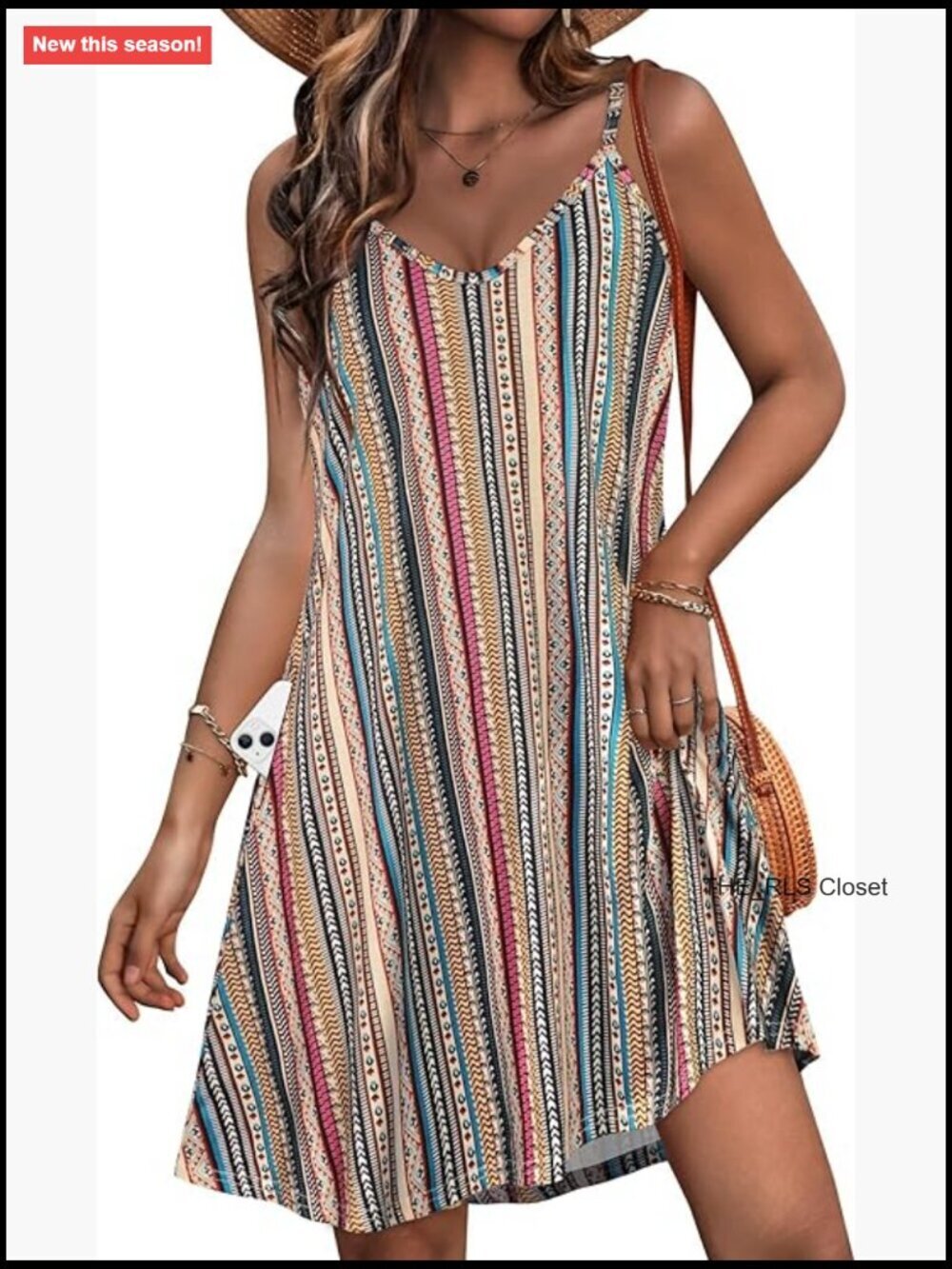 Spaghetti Strap Sundress with Pockets, 65% Cotton 35% Polyester